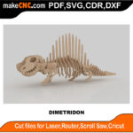 Dimetrodon Dinosaur 3D Puzzle Pattern for CNC Laser Router Silhouette Die Cutter