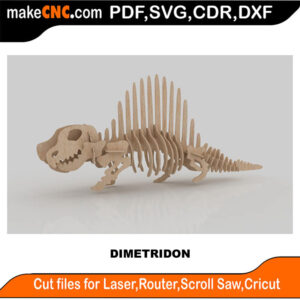Dimetrodon Dinosaur 3D Puzzle Pattern for CNC Laser Router Silhouette Die Cutter