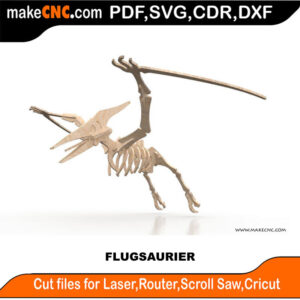 Flugsaurier Dinosaur 3D Puzzle Pattern for CNC Laser Router Silhouette Die Cutter Scroll Saw Model DXF SVG Plans Toy Laser Cricut Silhouette