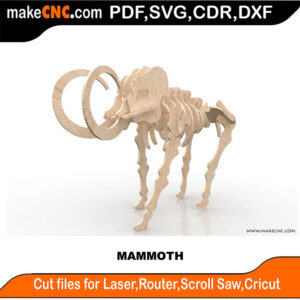 Mega Mammoth Dinosaur Template 3D Puzzle Pattern Scroll Saw Model DXF SVG Plans Toy Laser Cricut Silhouette