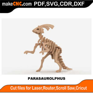 Parasaurolophus Dinosaur3D Puzzle Scroll Saw Model DXF SVG Plans Toy Laser Cricut Silhouette Pattern