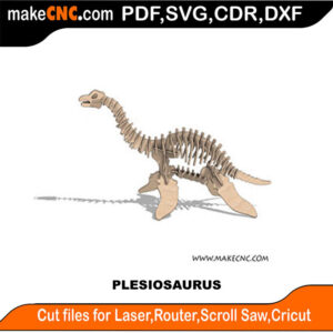 Plesiosaurus Dinosaur Scroll Saw Model DXF SVG Plans Toy Laser Cricut Silhouette