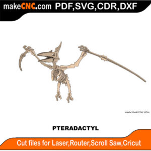Pterodactyl Flying Lizard Dinosaur 3D Puzzle Pattern for CNC Laser Router Silhouette Die Cutter Scroll Saw Model DXF SVG Plans Toy Laser Cricut Silhouette