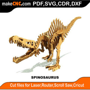 Spinosaurus Spine Lizard Dinosaur Scroll Saw Model DXF SVG Plans Toy Laser Cricut