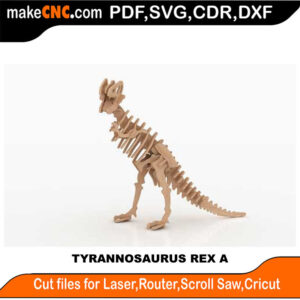 Tyrannosaurus Rex A 3D Puzzle Pattern for CNC Laser Router Silhouette Die Cutter Scroll Saw Model DXF SVG Plans Toy Laser Cricut Silhouette