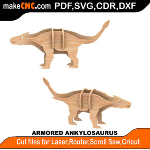 Armored Ankylosaurus - Kool Dinosaur Scroll Saw Model DXF SVG Plans Toy Laser Cricut Silhouette