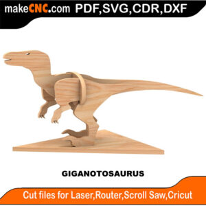 Giganotosaurus - Kool Dino Scroll Saw Model DXF SVG Plans Toy Laser Cricut