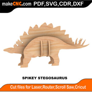 3D Spikey Stegosaurus Dinosaur Puzzle Pattern for CNC Laser Router