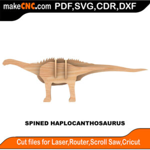 Spined Haplocanthosaurus Dinosaur 3D Puzzle Pattern for CNC Laser Router