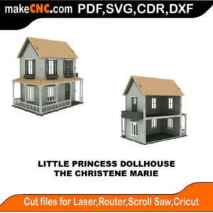 Little Princess Dollhouse Christene Marie 3D Puzzle Pattern for CNC Laser Router Silhoutte Die Cutter