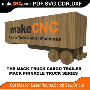 3D puzzle of The Mack Truck Cargo Trailer, precision laser-cut CNC template