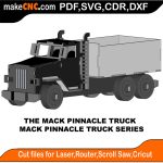 3D puzzle of The Mack Pinnacle Truck, precision laser-cut CNC template