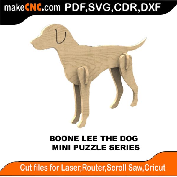 3D puzzle of Boone Lee the Dog, precision laser-cut CNC template
