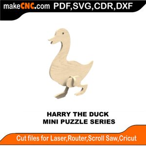 3D puzzle of Harry the Duck, precision laser-cut CNC template