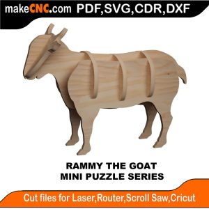 3D puzzle of a farm goat, precision laser-cut CNC template