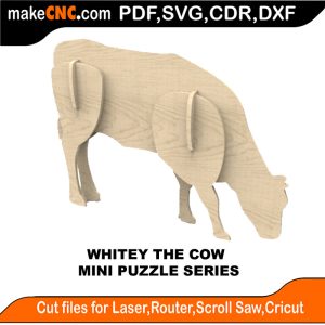 3D puzzle of Whitey the Cow, precision laser-cut CNC template