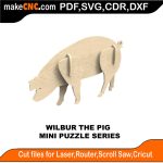 3D puzzle of Wilbur the Pig, precision laser-cut CNC template