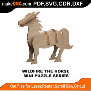 3D puzzle of a farm horse, precision laser-cut CNC template