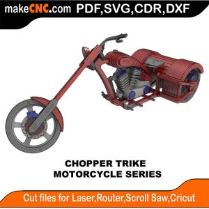 3D puzzle of The Chopper Trike, precision laser-cut CNC template