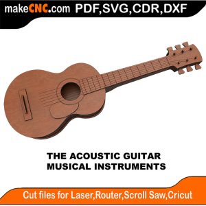 3D puzzle of The Acoustic Guitar, precision laser-cut CNC template