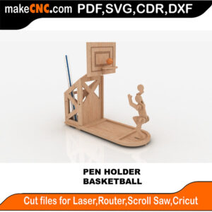 Basketball Pen Holder 3D Puzzle Pattern Perfect for Silhouette Cutting Silver Bullet Cricut K-40 3018 CNC