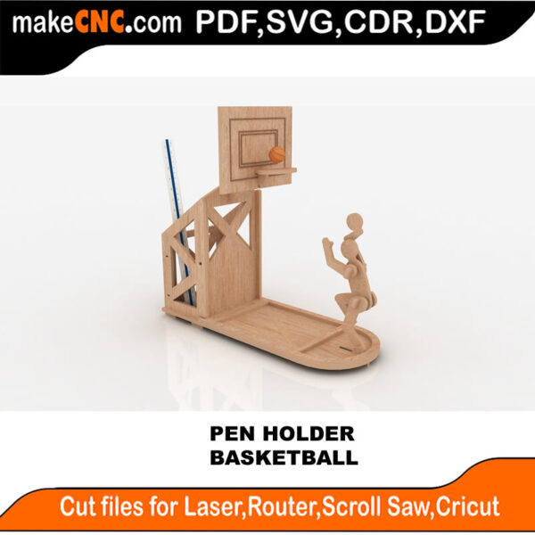 Basketball Pen Holder 3D Puzzle Pattern Perfect for Silhouette Cutting Silver Bullet Cricut K-40 3018 CNC