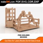 Boxing Pen Holder Scroll Saw Model DXF SVG Plans Toy Laser Cricut