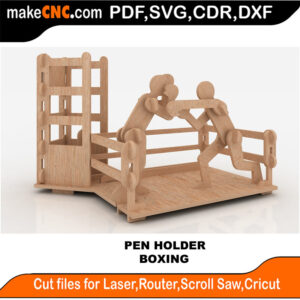 Boxing Pen Holder Scroll Saw Model DXF SVG Plans Toy Laser Cricut