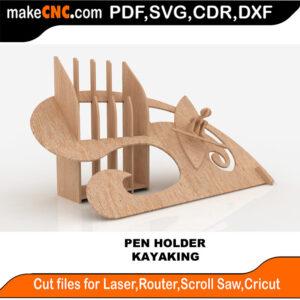Kayaking Pen Holder Scroll Saw Model DXF SVG Plans Toy Laser Cricut