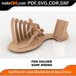 3D Puzzle Pattern for CNC Laser Router Surf Riding Pen Holder