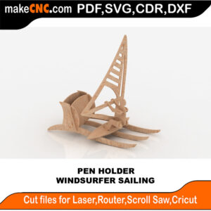 3D Windsurfing Sailing Pen Holder Puzzle Pattern for CNC LASER ROUTER