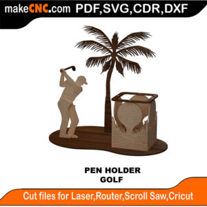 Golfing Pen Holder Scroll Saw Model DXF SVG Plans Toy Laser Cricut