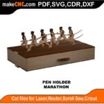 Marathon Running Pen Holder Scroll Saw Model DXF SVG Plans Toy Laser Cricut
