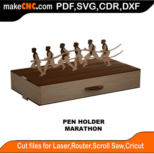 Marathon Running Pen Holder Scroll Saw Model DXF SVG Plans Toy Laser Cricut