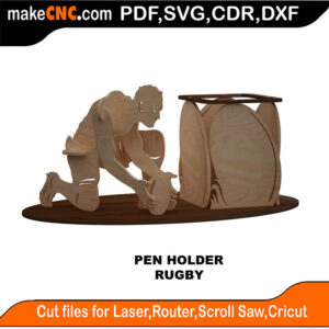 Rugby Pen Holder 3D Puzzle Pattern for CNC Laser Router