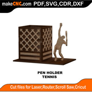 3D Tennis Playing Pen Holder Puzzle Pattern for CNC LASER ROUTER