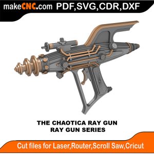 3D puzzle of The Chaotica Ray Gun, precision laser-cut CNC template