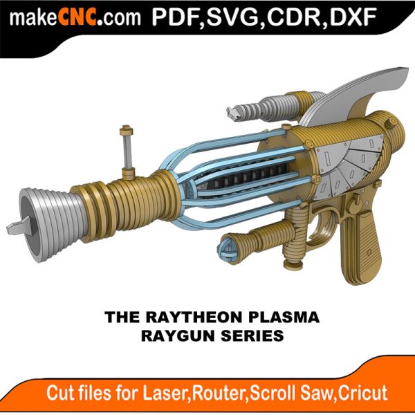 3D puzzle of The Raytheon Plasma ray gun, precision laser-cut CNC template