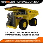 3D puzzle of the Caterpillar 797 Haul Truck, precision laser-cut CNC template