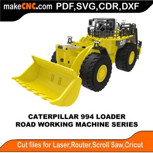 3D puzzle of the Caterpillar 994 Loader, precision laser-cut CNC template