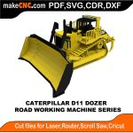 3D puzzle of the Caterpillar D11 Dozer, precision laser-cut CNC template