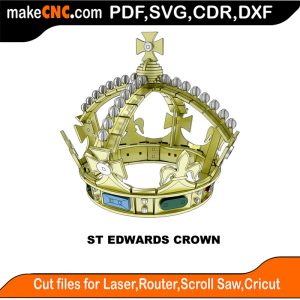 3D puzzle of St. Edward's Crown, precision laser-cut CNC template