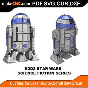 3D puzzle of R2D2, precision laser-cut CNC template