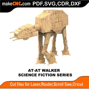 3D puzzle of an AT-AT Walker, precision laser-cut CNC template