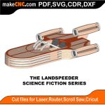 3D puzzle of The Landspeeder, precision laser-cut CNC template