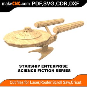 3D puzzle of the Starship Enterprise, precision laser-cut CNC template