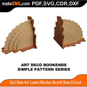 3D puzzle of Art Deco Bookends, precision laser-cut CNC template