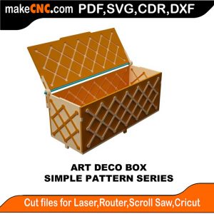 3D puzzle of Art Deco Box, precision laser-cut CNC template