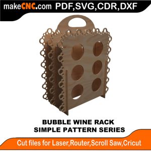3D puzzle of Bubble Wine Rack, precision laser-cut CNC template