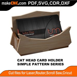 3D puzzle of Cat Head Card Holder, precision laser-cut CNC template